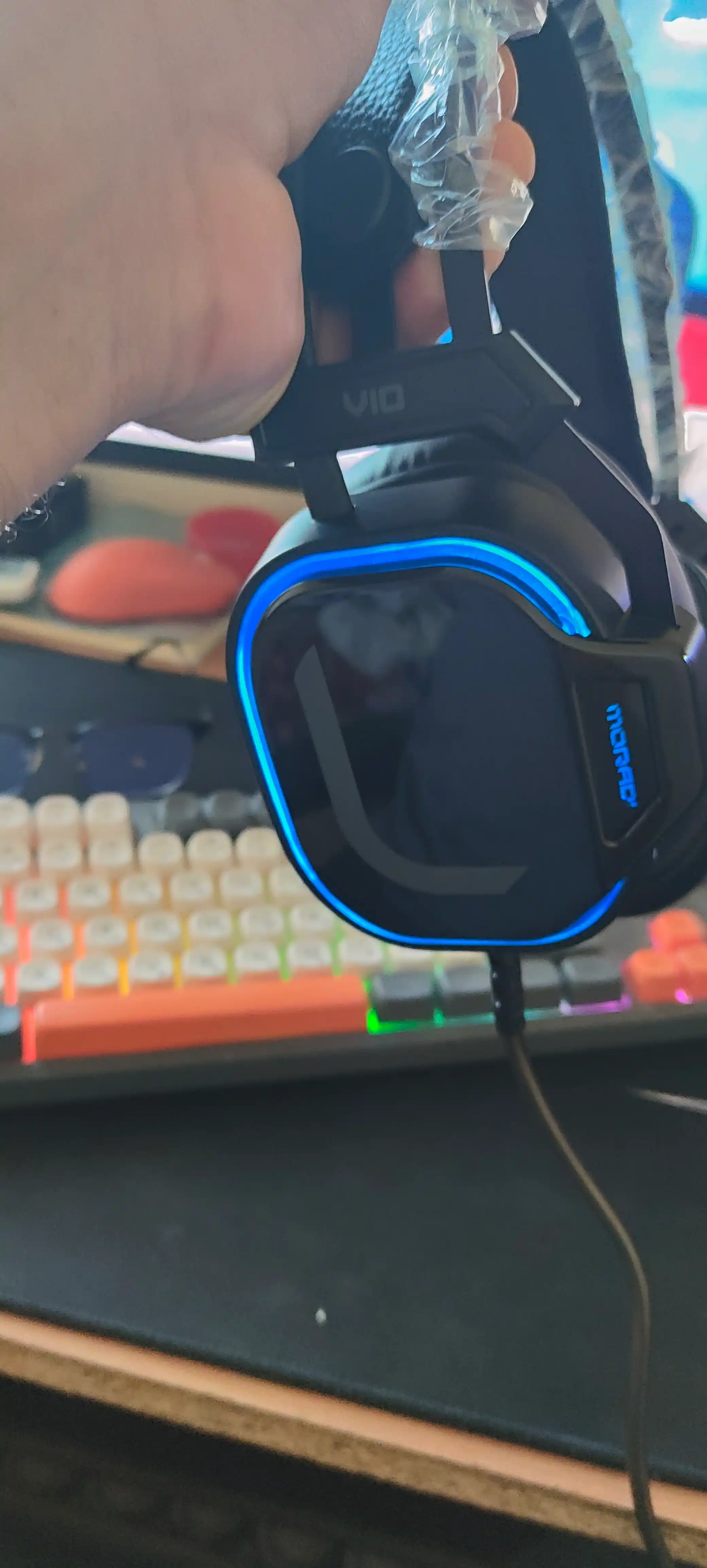 Игровые наушники Moradi V10, с RGB подсветкой и микрофоном