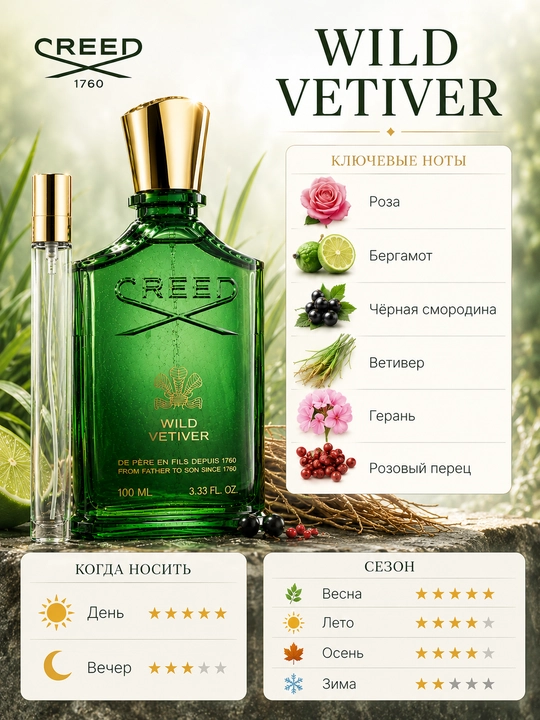 Atir Wild Vetiver Creed erkaklar va ayollar uchun, fujerli unesks parfyum