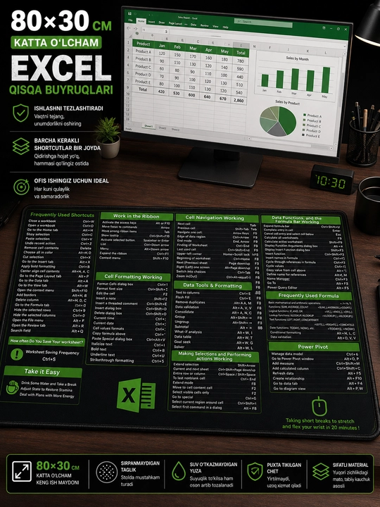 Katta kompyuter kovrik 80x30, gaming mouse pad va klavishli kompyuter gilamcha
