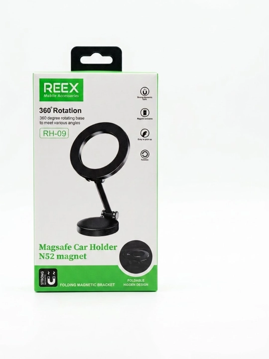 REEX Avtomobil uchun MagSafe magnetli telefon ushlagichi 360 RH-09 qora