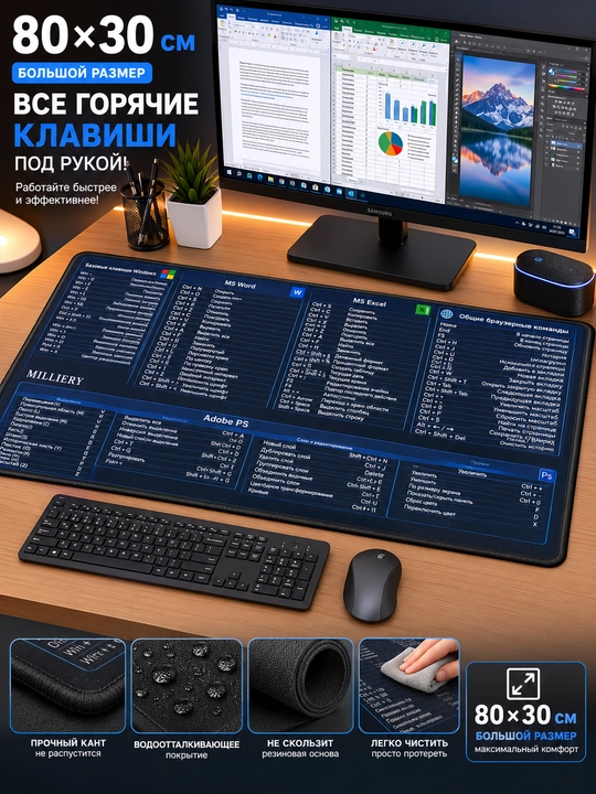 Katta kompyuter kovrik 80x30, gaming mouse pad va klavishli kompyuter gilamcha