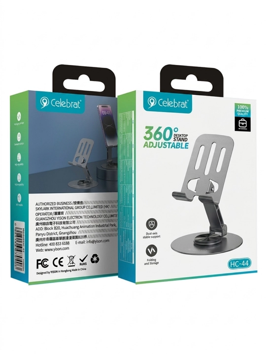 Telefon stendi stol uchun 360° aylanadigan buklanadigan holder, telefon va planshet uchun