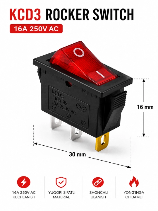Клавишный выключатель KCD3 и двойной переключатель RC5 — 16A 250V