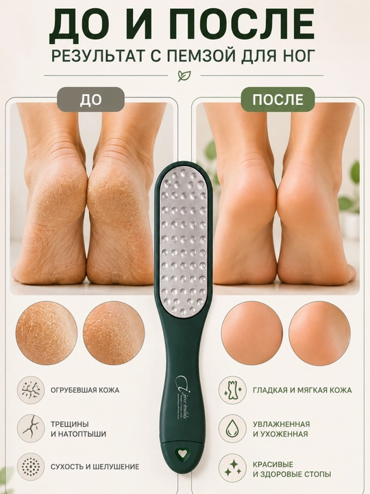 Пилка терка, пемза для пяток, ног, скребок для ног, двухсторонний