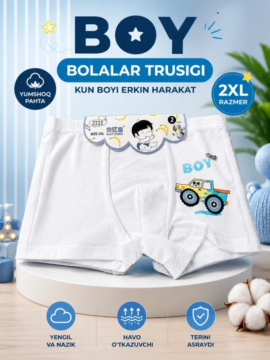 O'g'il bola va qiz bolalar uchun paxtalik yumshoq trusiklar