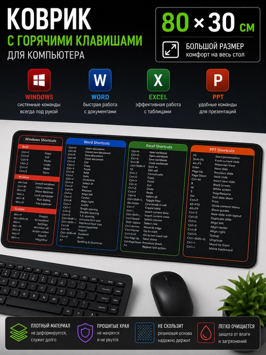 Katta kompyuter kovrik 80x30, gaming mouse pad va klavishli kompyuter gilamcha - 