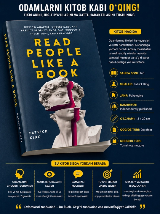 Read people like a book. Patrick King, Kitob ingliz tilida - 