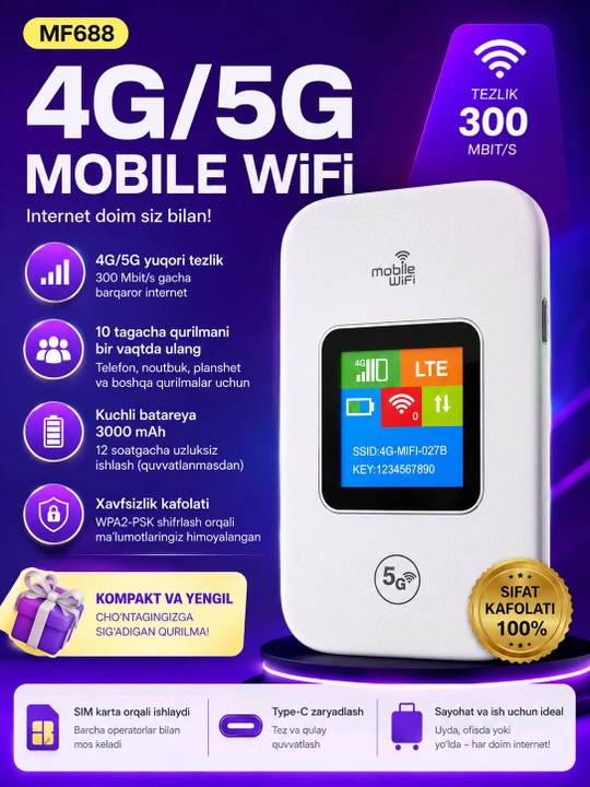 WiFI-Router, Simsiz 4G-5G LTE router Sim-karta - 