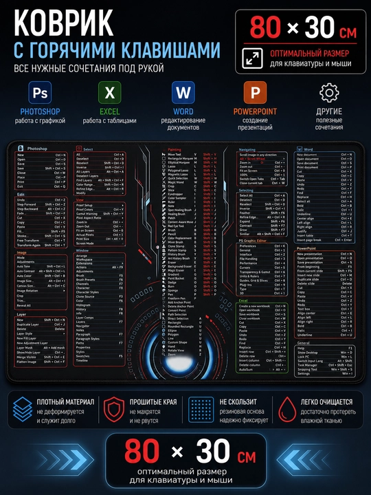 Katta kompyuter kovrik 80x30, gaming mouse pad va klavishli kompyuter gilamcha - 