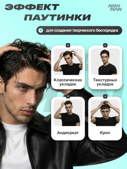 Воск-паутина для волос Nishman  S1,S2,S3,S4,S5,S6, стайлинг для укладки, 150 мл