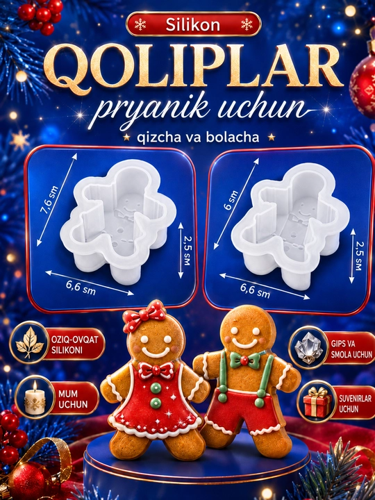 Yangi yil o‘yinchoqlari uchun silikon qoliplar, smola, gips, shamlar, yangi yil qoliplari