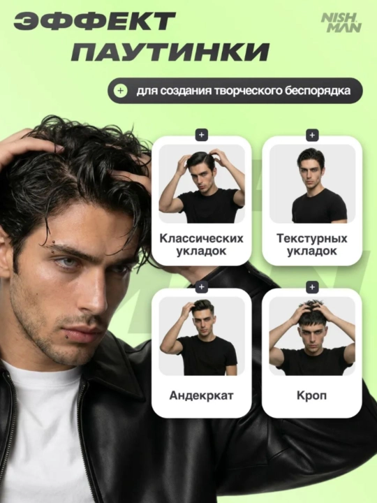 Воск-паутина для волос Nishman  S1,S2,S3,S4,S5,S6, стайлинг для укладки, 150 мл