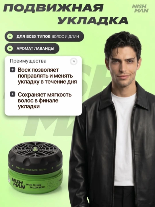 Воск-паутина для волос Nishman  S1,S2,S3,S4,S5,S6, стайлинг для укладки, 150 мл