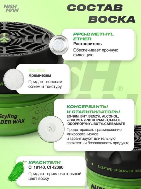 Воск-паутина для волос Nishman  S1,S2,S3,S4,S5,S6, стайлинг для укладки, 150 мл