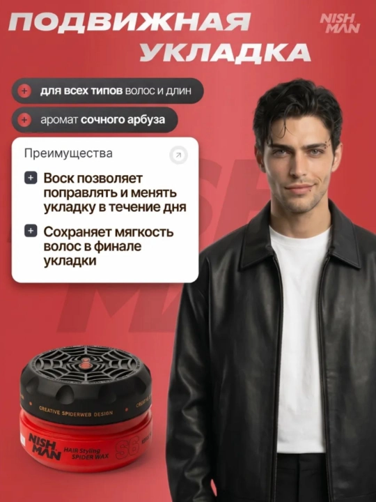 Воск-паутина для волос Nishman  S1,S2,S3,S4,S5,S6, стайлинг для укладки, 150 мл