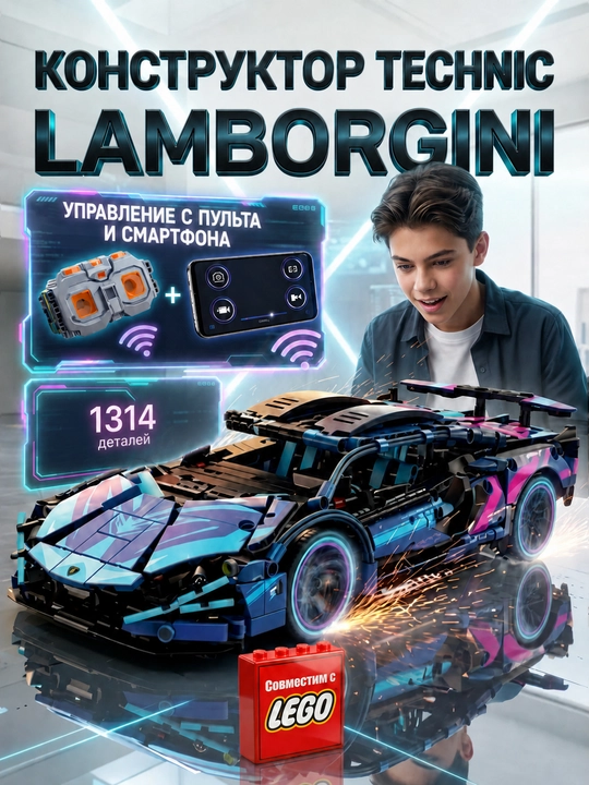 Konstruktor mashina Land Rover Defender, Ford Raptor, Lambo Sian Lego Texnik - 