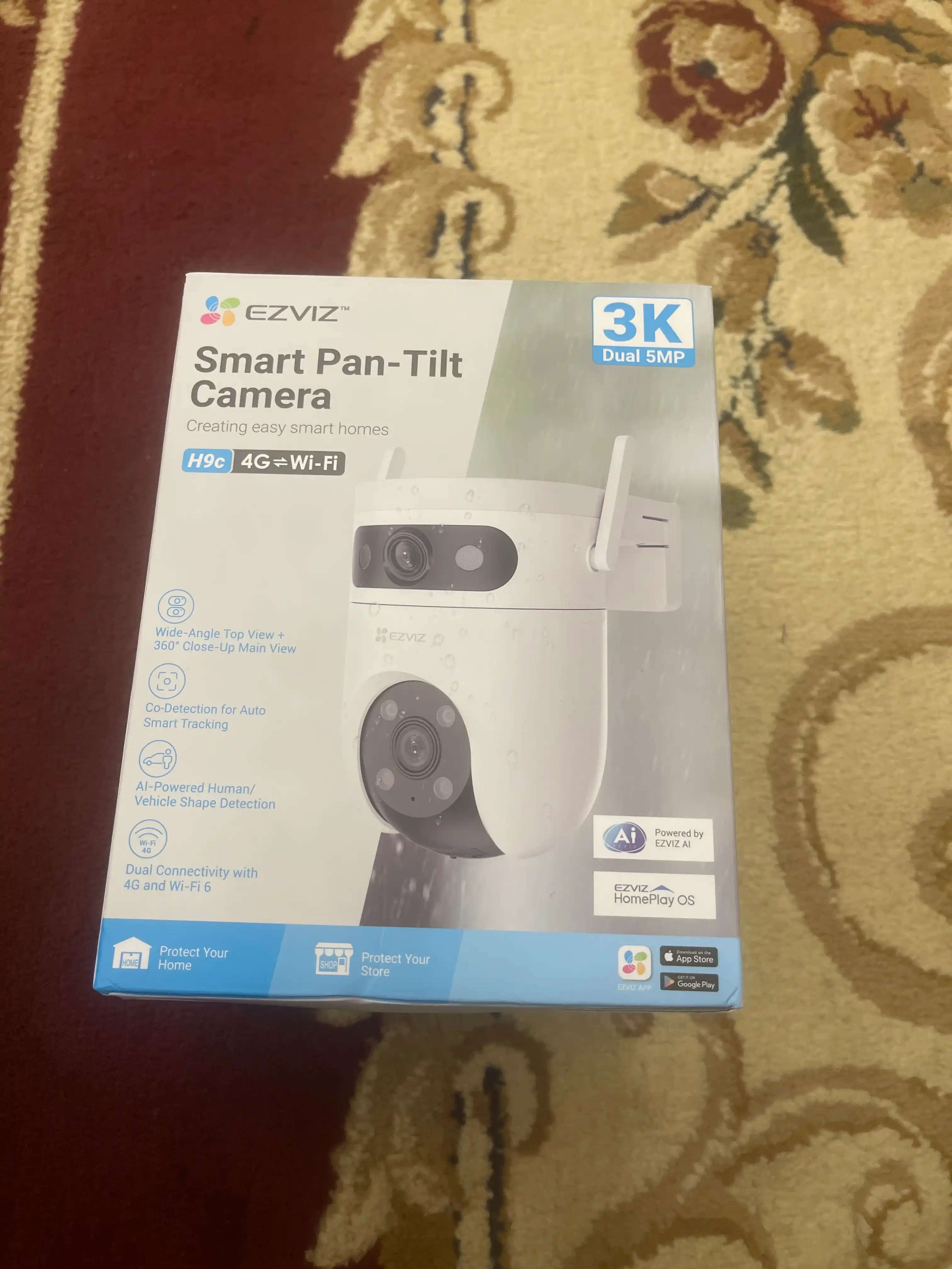 Ezviz kamera H9C 3k, 5+5, 4G va Wi-Fi qo"llap quvatlaydi, ikkala linza 5 Mp, rangli tasvir