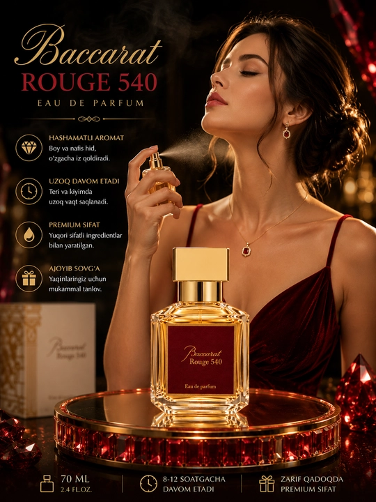 Парфюм Baccarat Rouge унисекс для женщин и мужчин, Eau de Parfum восточный аромат, 70 мл