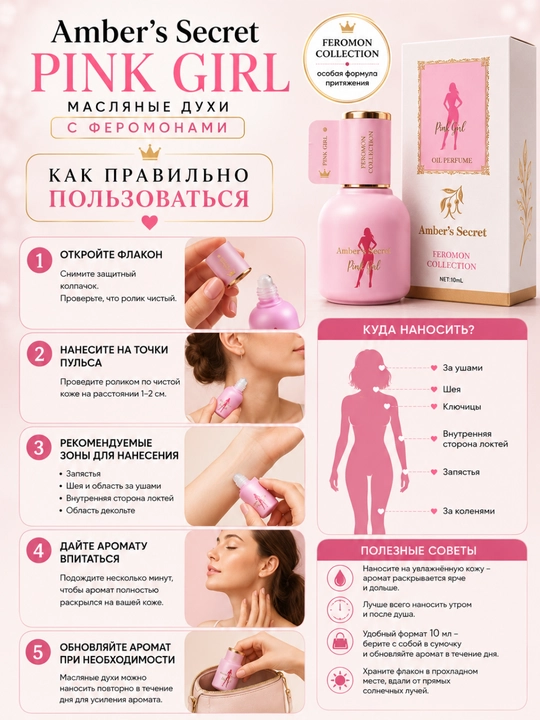 Масляные духи для женщин с феромонами, Amber’s Secret — Feromon Collection, 10 мл