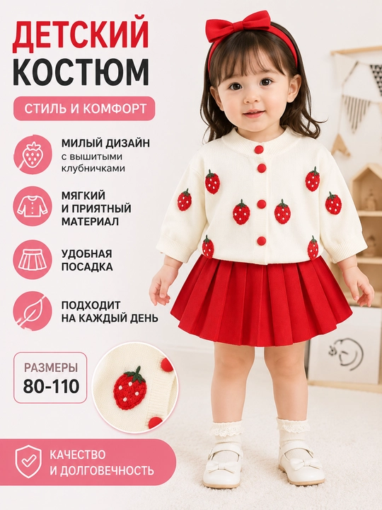 Детский комплект: кофта и юбка - 