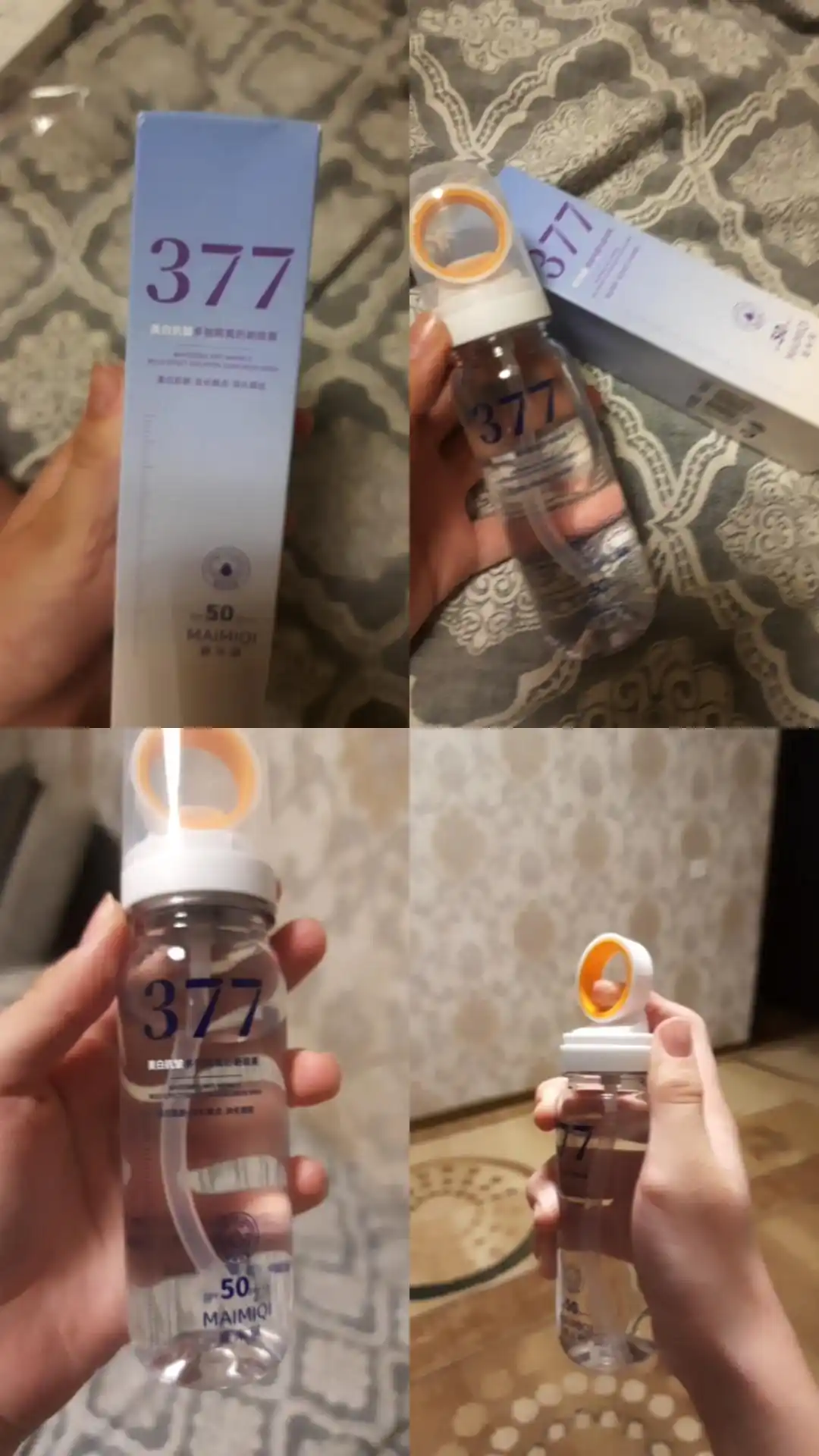 SPF 50+ yuz uchun quyoshdan himoya spreyi, UV himoya mist 377, namlantiruvchi SPF spray