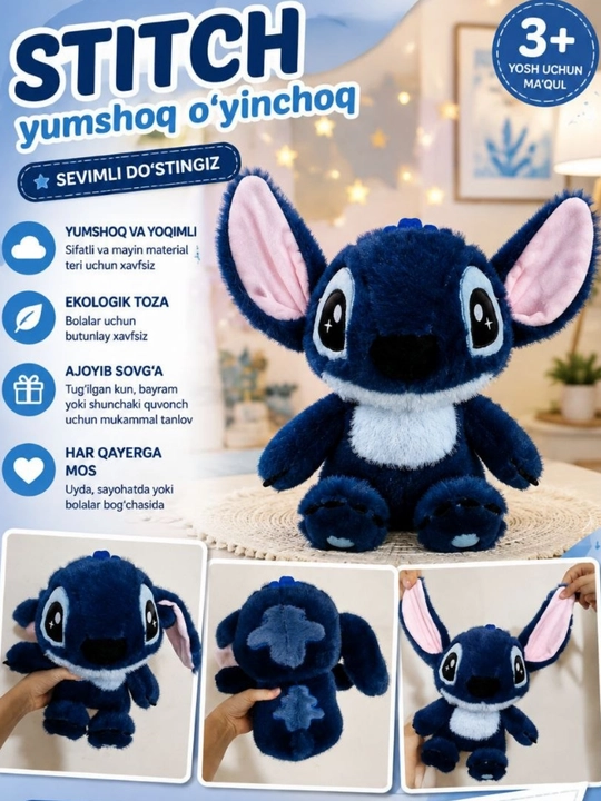 Stitch, yumshoq o‘yinchoq, bolalar o‘yinchog‘i, sovg‘a, yumshoq do‘st 30 sm - 
