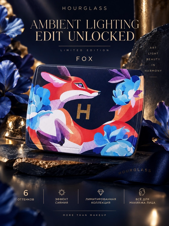 Hourglass Ambient Lighting Edit Unlocked Fox — палетка для лица, 6 оттенков - 
