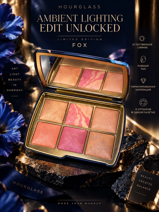 Hourglass Ambient Lighting Edit Unlocked Fox — палетка для лица, 6 оттенков