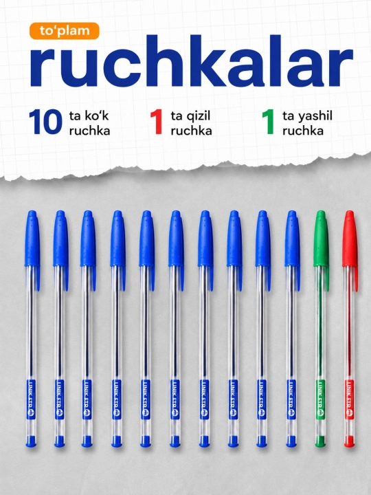 Maktab uchun ruchkalar – 3 xil rangda qulay yozuv vositasi