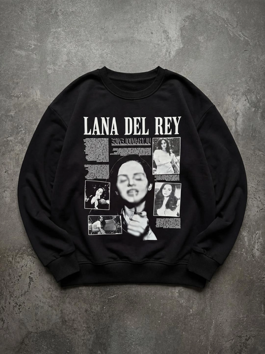Erkaklar va ayollar uchun Lana del Rey svitshot, uzun yengli, 80% paxta, mashhur dizaynda - 