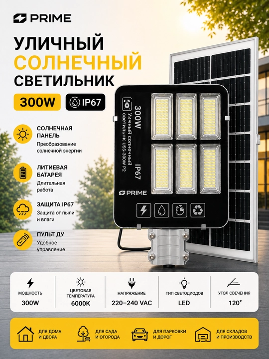 LED ko‘cha chirog‘i (quyosh) UCC-300 Vt 6000 K 220-240 VAC P2 - 