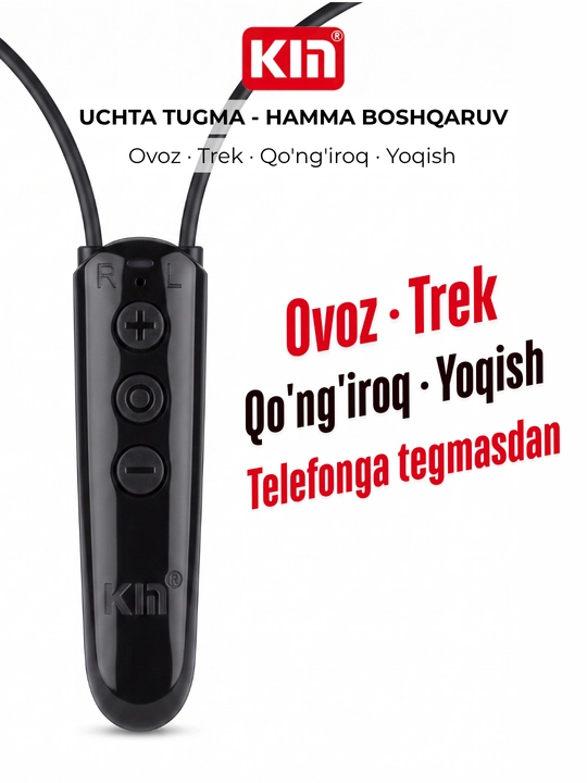 KIN KL123 - kiyimga mahkamlanadigan simsiz quloqchinlar, Bluetooth, 10 soatgacha xizmat qiladi