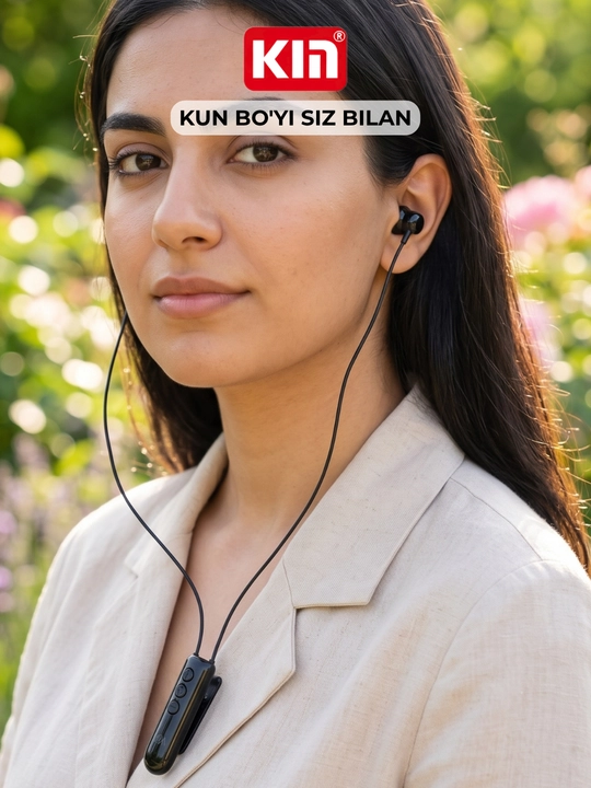 KIN KL123 - kiyimga mahkamlanadigan simsiz quloqchinlar, Bluetooth, 10 soatgacha xizmat qiladi