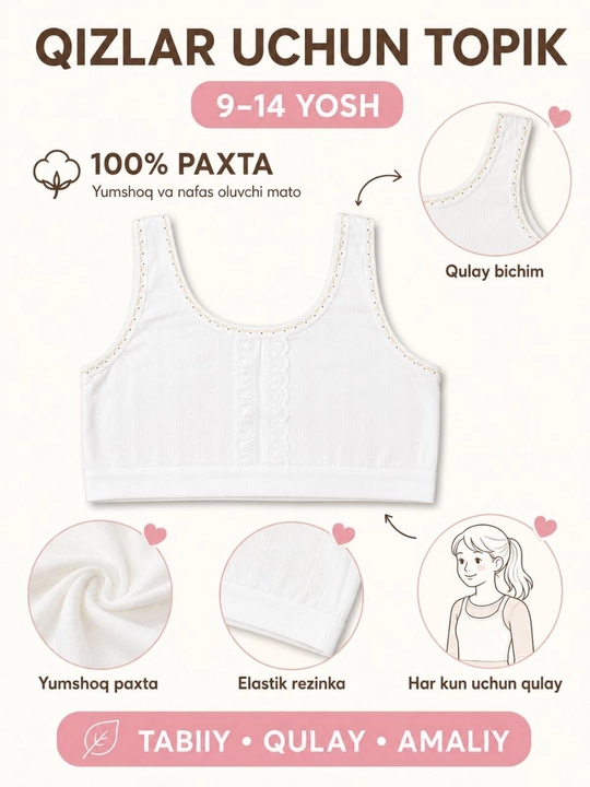 Qizlar uchun makya 100% paxtali mayka - 