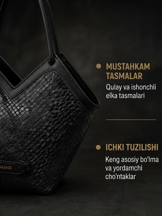 Ayollar uchun kundalik sumka, naqshinkor yuzali, aksessuarli