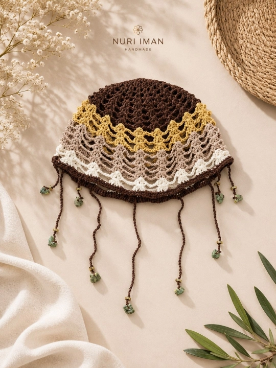 Ayollar uchun yozgi to‘qilgan krop qalpoq