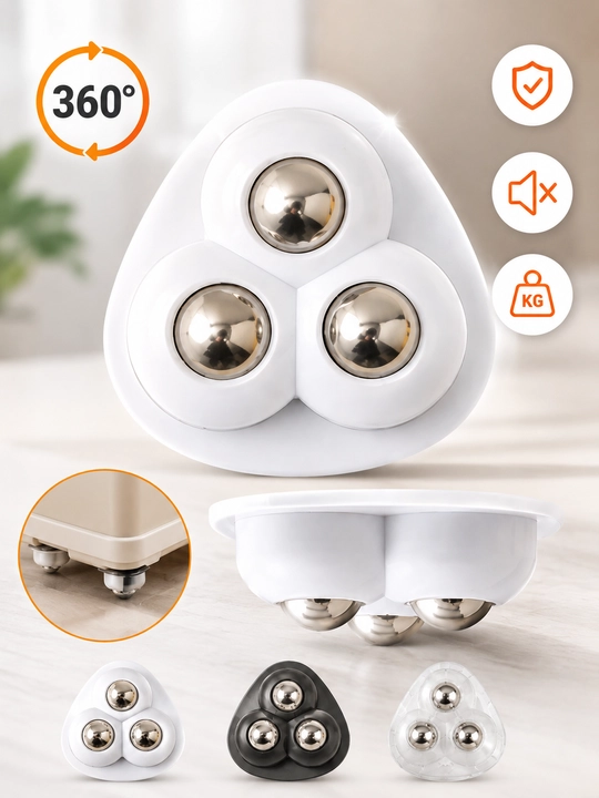 Mebel uchun 360° aylanadigan 3 rolikli g‘ildirak, quti va konteynerlar uchun mini rolik - 