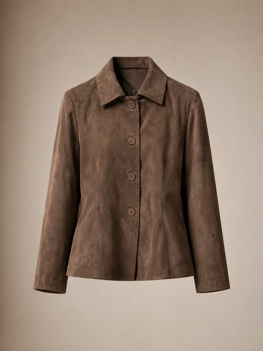 Ayollar uchun tugmali zamshali jaket