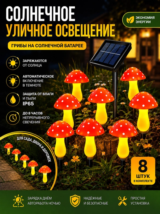 Quyosh energiyasi bilan ishlaydigan bog' chirog'i 7 LED hovli va yo'laklar uchun projektor - 