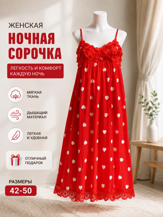 Ayollar tungi ko‘ylagi, pijama, tasmali ko‘ylak - 