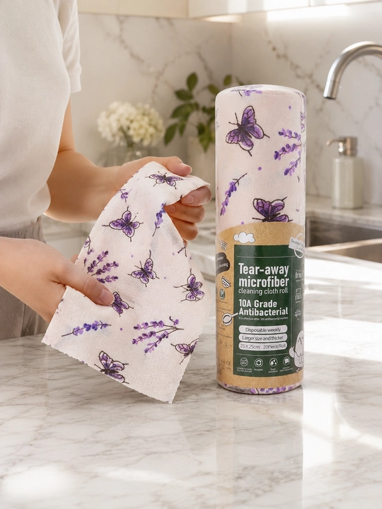 Алфетки из микрофибры в рулоне, 20 шт 25x25 см, многоразовые для уборки