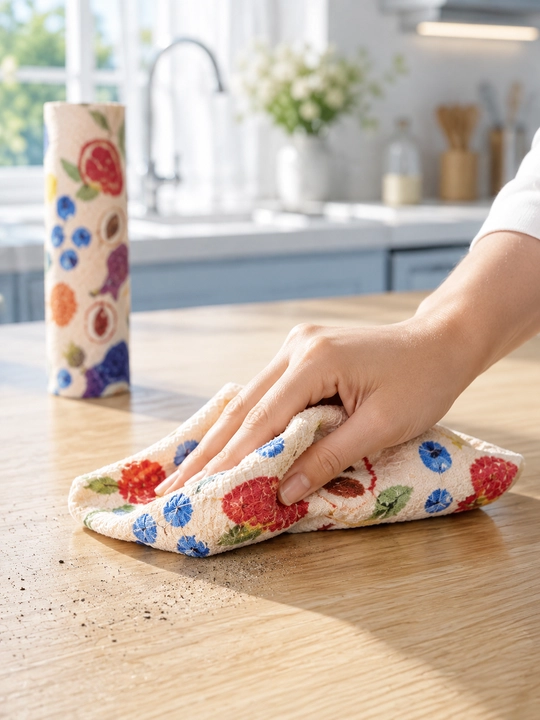 Алфетки из микрофибры в рулоне, 20 шт 25x25 см, многоразовые для уборки
