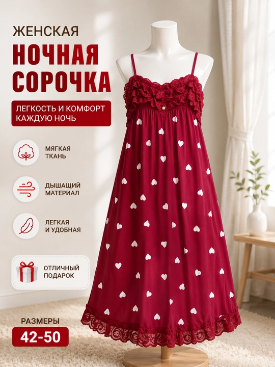 Ayollar tungi ko‘ylagi, pijama, tasmali ko‘ylak - 