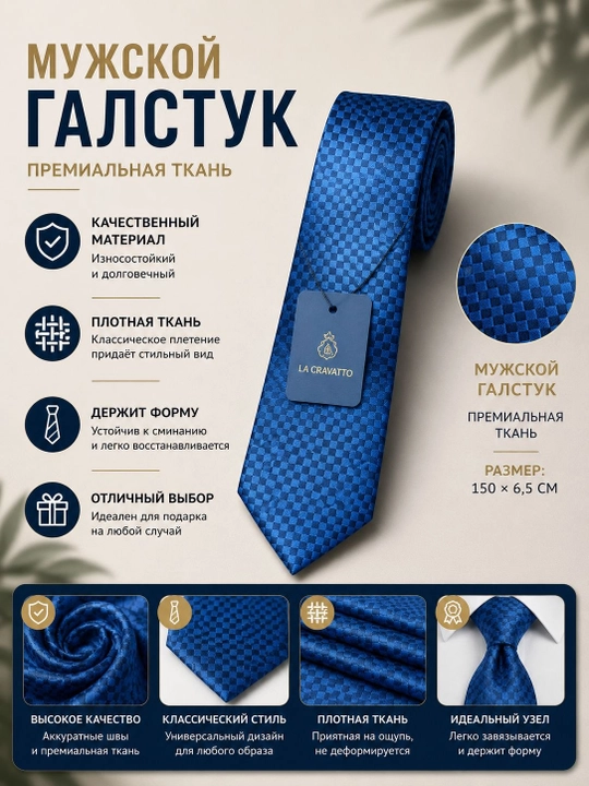 Классический мужской галстук — для офиса, школы, праздника и торжественных мероприятий - 