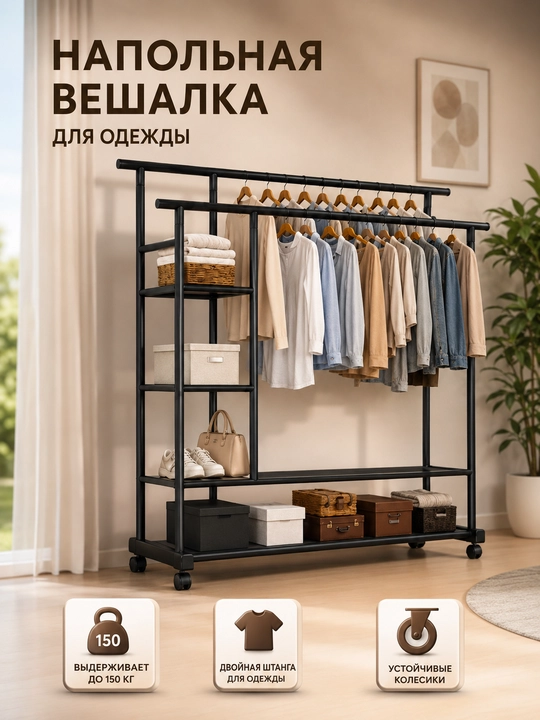 Шкаф для хранения одежды, вешалки