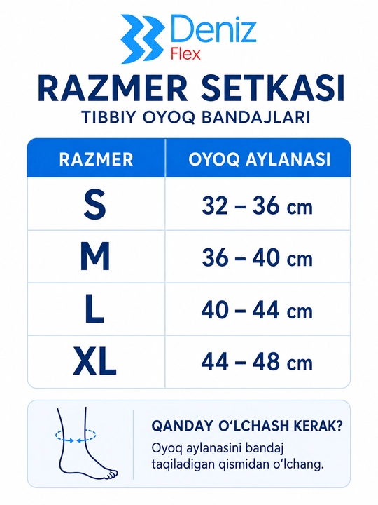 Deniz Flex tizza uchun tibbiy bandaj, elastik, nafas oluvchi, qo‘llab-quvvatlovchi, S-XL