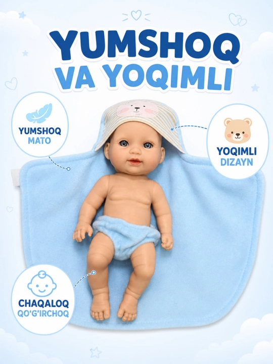 Кукла Maymay Baby в виде малыша, с одеждой и мягкой накидкой, 26 см