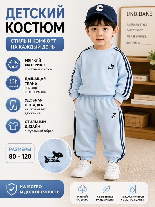 Детский спортивный костюм для мальчика — свитшот и брюки - 