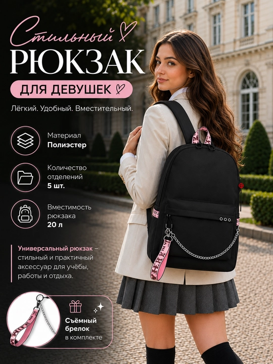 Qizlar uchun USB chiqishli maktab ryukzaki