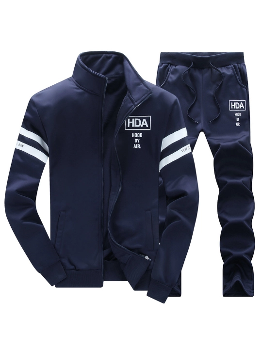 Erkaklar sport kostyumi ikkilik, zamokli olimpiyka va shim, kundalik komplekt M–4XL